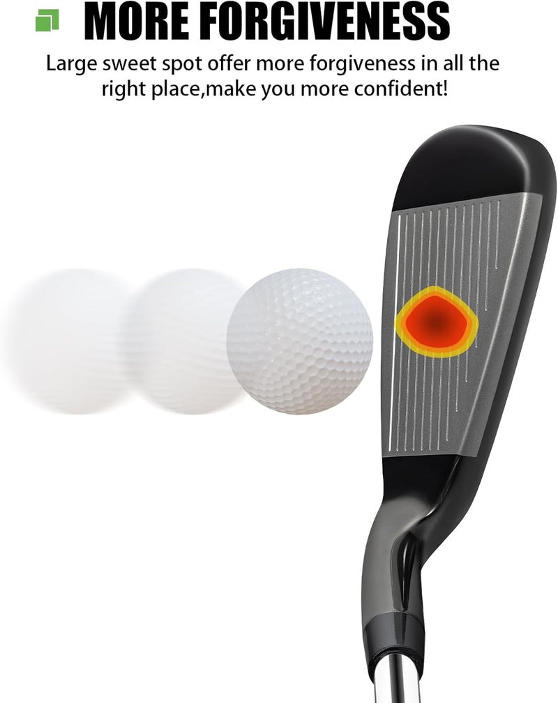 MAZEL Men Golf Iron Set (9PCS) or 1,2,3,4,5,6,7,8,9,Pitching Wedge,Sand Wedge with Steel Shafts for Right Handed Golfers - Image 3